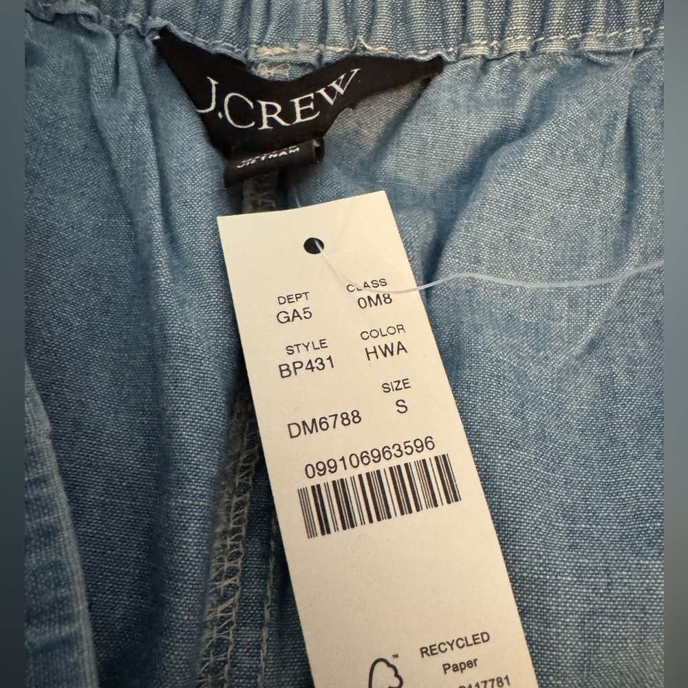 NWT J. Crew SEASIDE Light Blue Denim Drawstring Mini Skirt, S - Picture 4 of 6